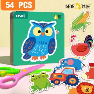 BEAR TALE Childrens Early Education Cutting Book Cognitive Paper-Cutting Cards for Kids