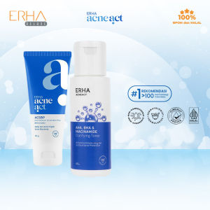 ERHA Sabun ACSBP Acne Cleanser Scrub Beta Plus & Clarifying Gel Toner - Paket Pembersih Wajah Jerawat