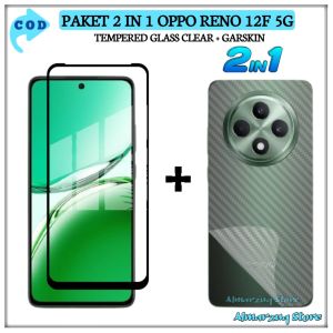 Paket 2 in 1 Tempered Glass Oppo Reno 12F 4G 12F 5G Anti Gores Kaca Full Layar Garskin