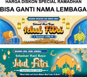 SPANDUK BANNER RAMADHAN 1446 H - SELAMAT MENUNAIKAN IBADAH PUASA BISA CUSTOM NAMA LEMBAGA