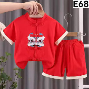 Cotton Terno for kids boy chinese style red dragon outfit 1-5yrs old E68