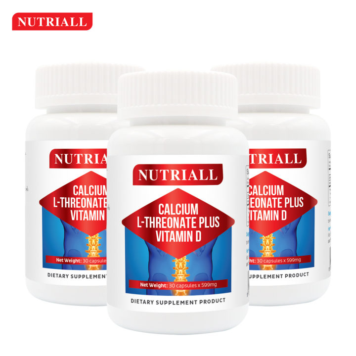 [แพ็ค 3 ขวด สุดคุ้ม] Calcium L-Threonate Plus Vitamin D Nutriall ...