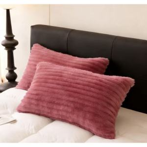 Buy 1 get 1Case Only Pillowcase Plain Velvet Pillowcases Skin-Friendly Soft Pillow Cover Wide Stripe