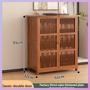 [Shipping from PH] Bamboo Shoe Cabinet 4layer Shoe Cabinet wood Shoe Cabinet Wooden with Door