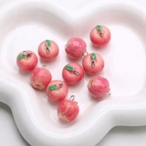 PERCEPT 10PCS/SET 3D Simulation Fruit Charms Pendant Handmade Pippin Orange Phone Chain Accessories New Peeled Resin Spacer Loose Beads Earrings