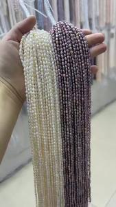 3-4mm Straight-Hole Baroque Natural Freshwater Pearl Punch Semi-Finished Bead for Jewelry Making DIY Necklace Bracelet Accessory