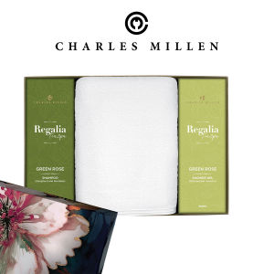Charles Millen Signature REBLISS [1 Box] Towel Gift Set. High Absorbent  PREMIUM COTTON Sport Towel - 50x100cm  plus ( 1 Body Wash)