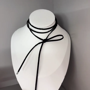 Hàn Quốc Gothic dài velvets Dây chuyền vòng cổ phụ nữ đen Bowknot chokers cổ áo đơn giản Chocker chuỗi dây có thể điều chỉnh