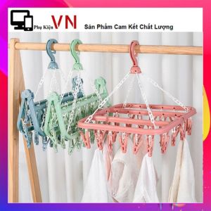 Móc Treo Quần Áo Thông Minh 32 Kẹp Chống Trượt  Chống Gió Đa Năng - Móc Chùm Phơi Đồ Trẻ Em Đa Năng Gấp Gọn Tiện Lợi - Móc Phơi Quần Áo Phơi Tất 32 Kẹp Loại Dày Chắc Chắn Màu sắc Đẹp - Móc Kẹp Phơi Tất Vớ
