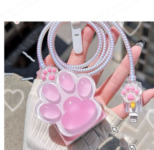 5Pcs/Set Silicone Charging Cable Protector Cartoon 3D Cute Girl Charger Protector Cover for IPhone 16/15/14/13/12/11 Charger Case 18W&20W Charger USB C Cable Spring Line Wrap Protector Data Line Cord Organize Winding Wire Tie INS Soft TPU Cover