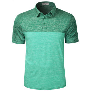Quick Dry Golf Polo Shirts for Men Patchwork Two Tone Moisture Wicking Modern Color Block Breathable Sports T-Shirts for Daily Casual Wear D2BT30