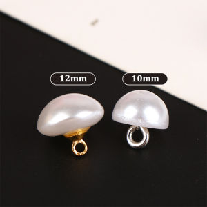[haoh] 10PCS 10mm 12mm nấm giả nhựa Áo sơ mi hình bán nguyệt ngọc trai nút Shank nút cho quần áo trang trí mini may DIY