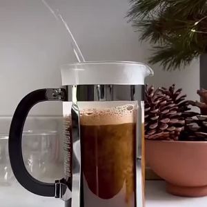 AMUZE French Press Coffee Pot Stainless Steel Glass Coffee Maker Bamboo Wood Coffee Press TeaPot Milk Frother Foam Maker