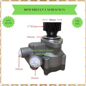 Bơm trợ lực lái Xe Shacman  mã số 1525R/ 550-1 (DZ95319470500). 17 răng dấu huyền quay phải cổ 60 2 tai bắt F11 tâm lỗ 104