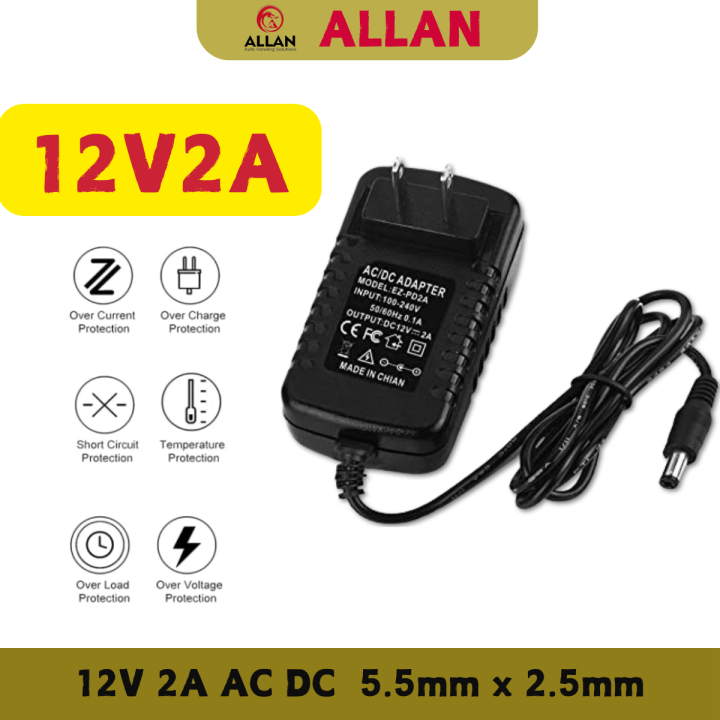 ALLAN 12V2A Adapter 100-240VAC 50/60Hz Power Supply 12 Volt Amp