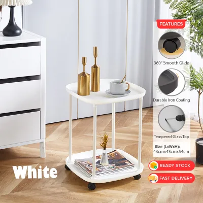 EDENS Movable Side Table Trolley Sofa Bedside Table Storage Organizer Rack Bedroom Living With Wheels Meja Sisi Kecil Boleh Alih - Fulfilled by Edens