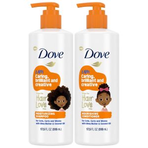 Dove Shampoo and Conditioner Set - Love Collection Curly Kids Wavy Hair Products 17.5 Oz (2 Piece Set)