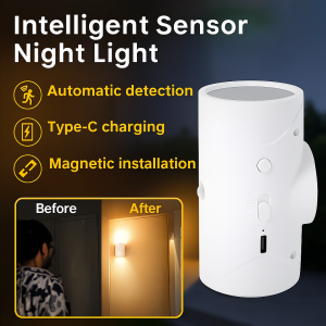 Magnetic charging human body induction lamp Self-adhesive magnetic wall lamp Rechargeable night light Dual cat eye atmosphere light