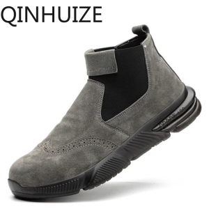 QINHUIZE Work safety shoes mens welder steel-toed shoes work shoes construction site anti-smash and anti-puncture safety boots