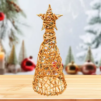 Rattan Christmas Tree Handmade Desk Christmas Decoration Native Rattan Table Christmas tree for Xmas Decor
