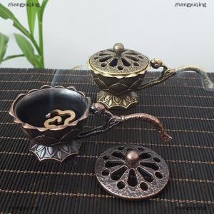 [COD] zhangyuqing กระถางธูปโลหะทรงดอกบัวพร้อมที่จับเครื่องหอมสำหรับฝึกสมาธิโยคะของตกแต่งบ้านธูปอัลลอยสไตล์โบราณ