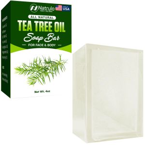 Tea Tree Soap – Tea Tree Oil Bar Soap & Natural Soap Bar for Face & Body Deeply Cleansing Hydrating Body Wash for Blemish Prone Fresh Feeling Skin – Natural Defense Cleanser for Men Women & Teens