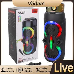 【Vodool】 Wireless BT Speakers with Mic & Radio Portable Subwoofer Music Player Rechargeable Audio Loud Speaker for Home Karaoke