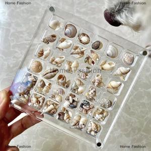 [COD] Home Fashion Acrylic Magnetic Seashell Display Box Seashell Clear Starfish Trinket Organizers 36 64 100 Grids Mini Seashell Storage Box