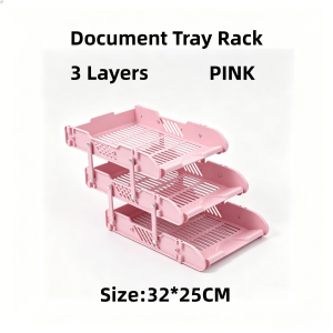 3Layers Push-pull Tray Case Rack Desk Organizer Holder File Holder For School Office Storage