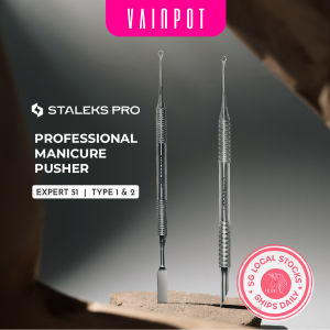 【Vainpot-SG】STALEKS PRO Manicure Pusher EXPERT 51 TYPE 1 (straight flat and loop pusher) & TYPE 2 (beveled and loop pusher)