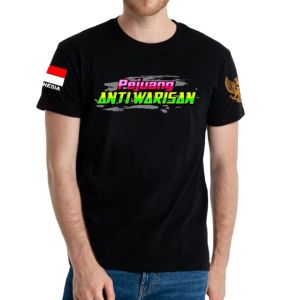 Kaos Oblong Hitam Motif Pejuang Anti Warisan Pakaian Atasan Pria Keren/Baju Distro Terbaru