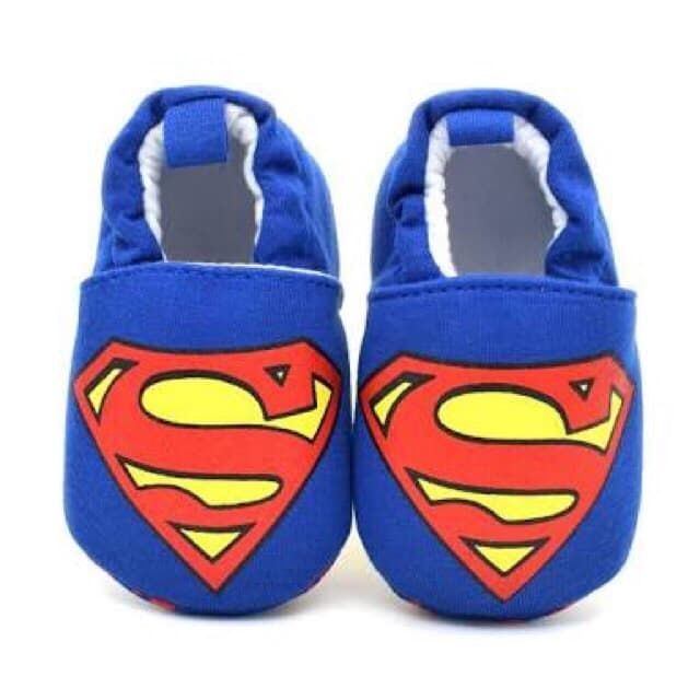 Baby Shoes Superman Superhero Blue Red Yellow Color Kids
