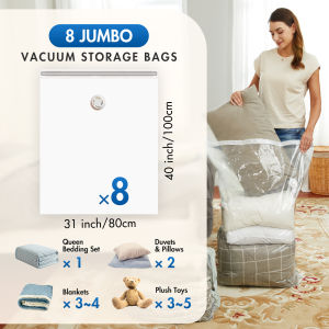 TAILI 8pcs Vacuum compression Bags for Comforter and Blankets Jumbo Vacuum Seal Bags for Bedding 80*100cm Storage Bags for Clothes Pillows Saving More Closet Space