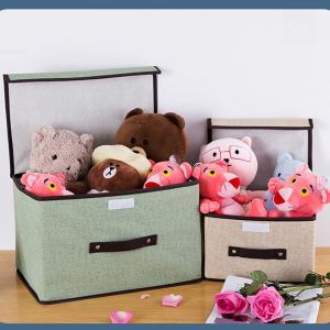 Combo 2 Hộp Vải Khung Cứng Có Nắp Đậy Có Quai Xách Đựng Quần Áo Đồ Lót Đồ Chơi Chống Bụi Gấp Gọn Tiện Lợi Màu Sắc Đa Dạng