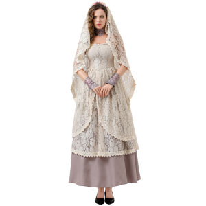 11.11 Halloween costume grey lace wedding veil vampire bride cos holiday party uniform dress