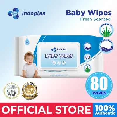 Indoplas Antibacterial Disinfectant Baby Wipes 80 Tender sheets pack of 1 FDA Approved