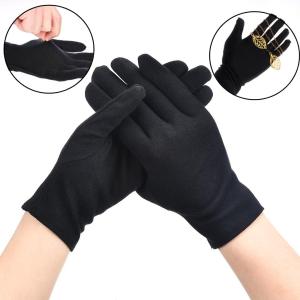 1Pair Jewelry Gloves Black Gloves Blend Cotton for Jewelry Inspection Driving Soft