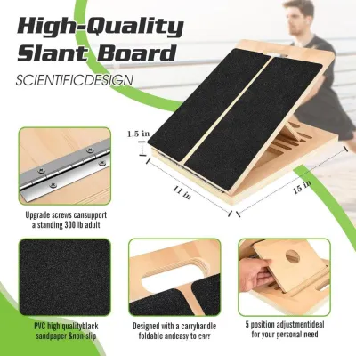 SG Adjustable Wooden Slant Board - Professional Pilates Calf Stretch Board Ankle Stretcher for Fitness Yoga 拉筋板
