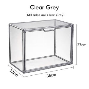 Full Acrylic Clear Grey Big Display Box Bag Cosmetic Popmart Figurine Storage CaseOrganizer Magnetic Cover