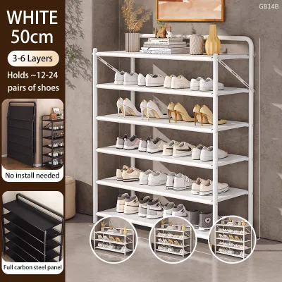 50-90cm Folding Shoe Rack Carbon Steel No Installation Storage Rack Multi-Layer Shoe Organizer Shelf