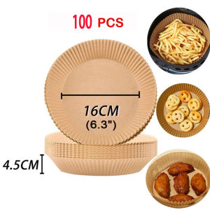 [SG Stock] 100Pcs Food Grade Air Fryer Liners Round & Square Oil Proof Baking Paper Non-Stick Parchment Multi-Use Kitchen Essentials