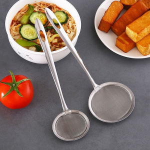 Long Handle Stainless Steel Fine Mesh Strainer Spoon/Stainless Steel Soup Mesh Strainer/Kitchen Food Sifter Skimmer Scoop/Vegetable Residue Oil Mesh Colander Strainer