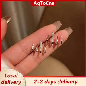[COD] AqToCna Ship within 24 hours Korean Earing Claw Ear Hook Clip Earrings for Women Four-Prong Setting Gold Color Ear Earrings Fashion Jewelry New Year Gift