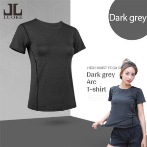 LUOKE Pour Color Add Line T-shirt Women Microfiber Yoga 5 Colors