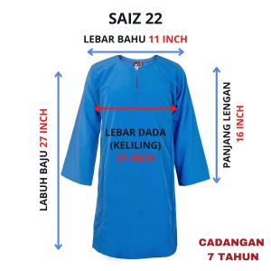 BC030 - BAJU KURUNG PENGAWAS BIRU KOSHIBO LICIN - BAJU SEKOLAH JENAMA BLACK CAT