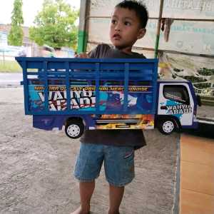 truk oleng asli kayu panjang 55 cm full lampu kelip dan terpal motif