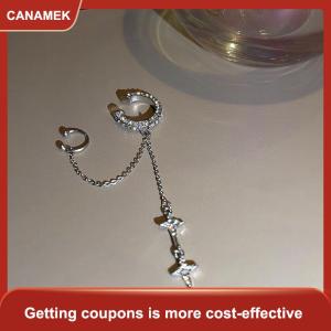 【CANAMEK】 Khuyên tai kẹp tua rua hình ngôi sao pha lê lấp lánh dành cho nữ khuyên tai kẹp vành không cần xỏ lỗ đính kim cương giả trang sức xương sụn tai