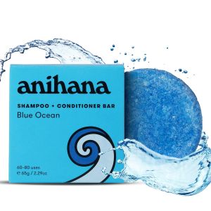 Thanh dầu gội và dầu xả anihana SHAMPOO + CONDITIONER BAR Blue Ocean 65g thanh lọc cho tóc khỏe mạnh & bóng mượt của Mỹ