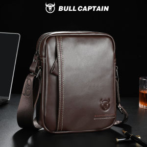 BULLCAPTAIN Mens Genuine Leather Multifunctional Crossbody Bag Korean-Style Trendy Design One-Piece Leather with Uniform Color Casual Handbag & Shoulder Strap Option