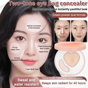 【30s Quick-Fix】Dual Highlighter Palette/Tear Trough Brightener/Undereye Concealer Dual Texture Formula for Instant Natural Lift Flawless Finish